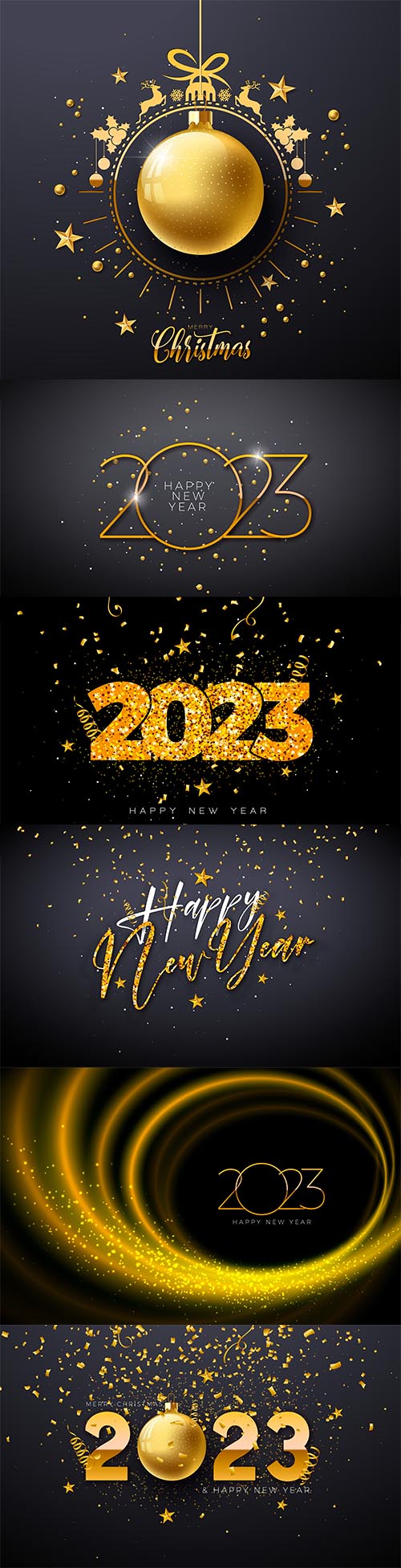 Vector happy new year 2023 illustration with gold lettering