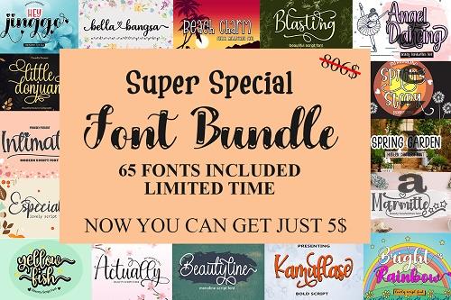 Super Special Font Bundle - 65 Premium Fonts Super Special Font Bundle - 65 Premium Fonts