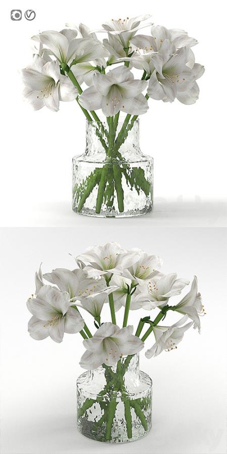 Bouquet 16, White lilies 3D Models