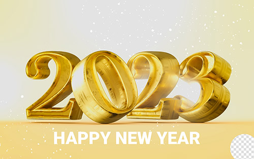 Gold Happy new year 2023 banner template 3d design