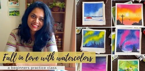 Fall in love with Watercolors a beginners friendly practice class