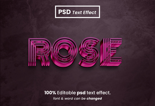 Rose 3d editable psd text effect