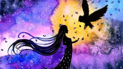 Watercolor Silhouettes Paint An Owl And A Princess