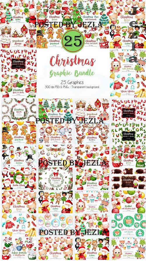 Adorable Christmas Graphic Bundle - 25 Premium Graphics