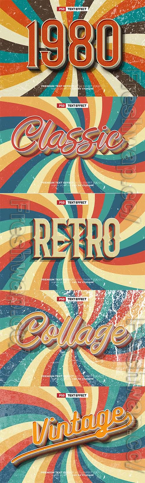 Retro vintage 80s 3d editable text effect psd