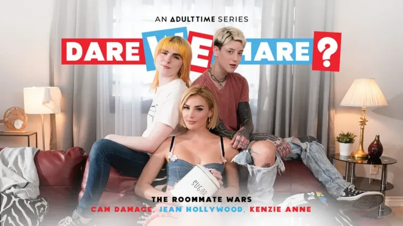 [ AdultTime.com]Jean Hollywood & Cam Damage & Kenzie Anne (The Roommate Wars)[2022 г. , Transsexual, Feature, Hardcore, All Sex ,Threesome, 1080p]