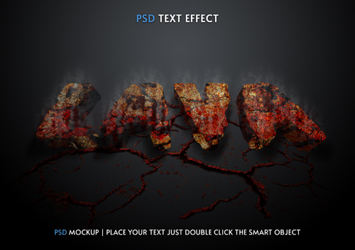 Lava 3d psd text effect editable