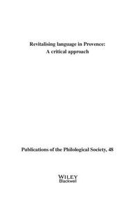 Revitalising Language in Provence A Critical Approach