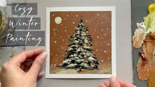 Quick & Easy Winter Tree Painting For Beginners! Painting Lesson