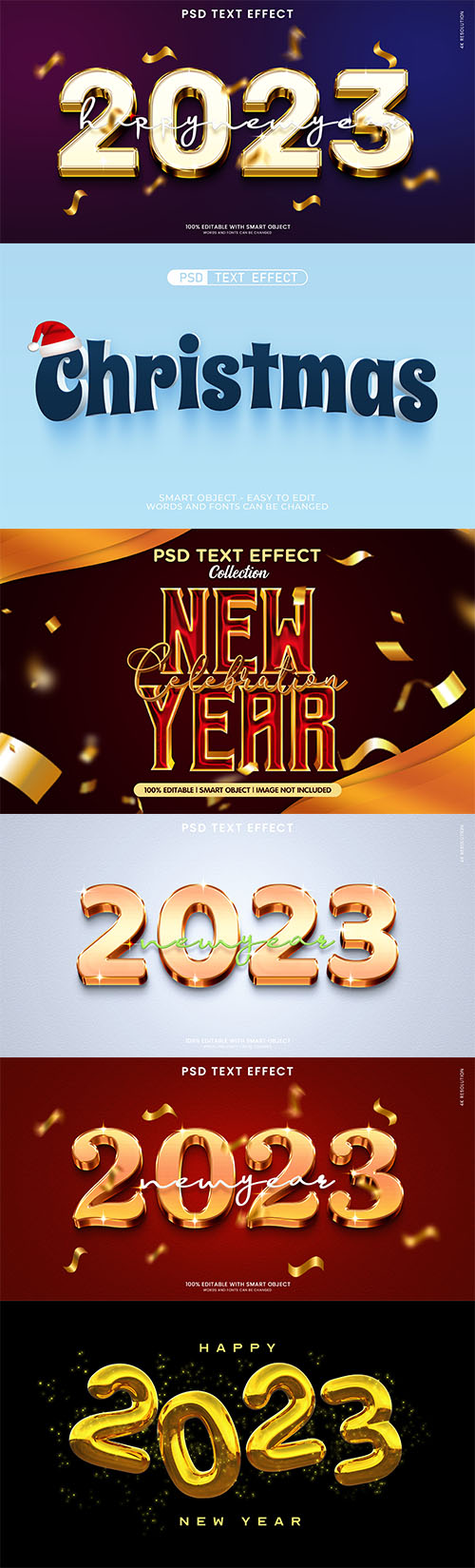 Christmas and new year 2023 celebration text effect psd