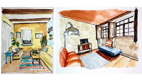 Travel Sketching Interiors In One And Two Point Perspective