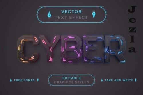 Cyber Cable - Editable Text Effect - 10928935
