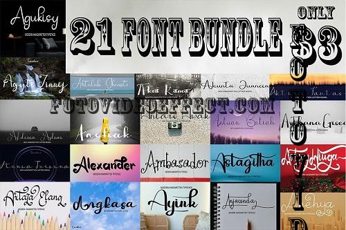 New Year Font Bundle - 21 Premium Fonts
