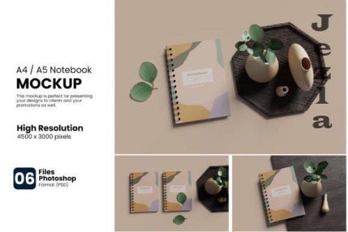6 A4 / A5 Notebook Mockup