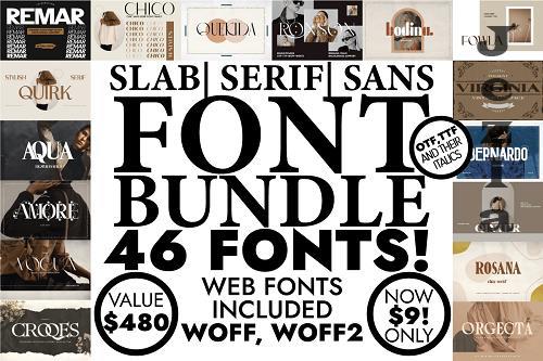 Slab, Serif, Sans Serif Font Bundle V2 - 20 Premium Fonts