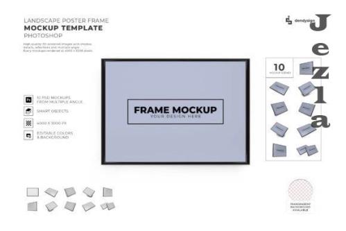 Landscape Poster Frame Mockup Template Bundle - 2331625