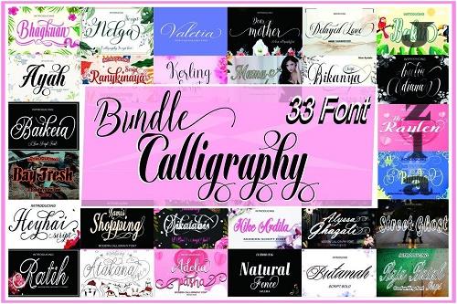 Calligraphy Bundle - 33 Premium Fonts