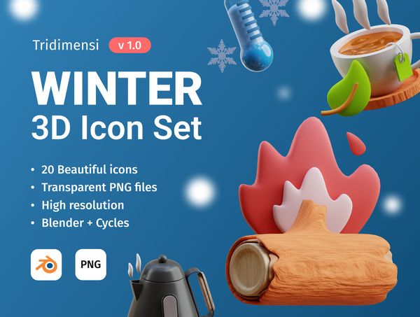 UI8 - 3D Winter (PNG, BLEND)