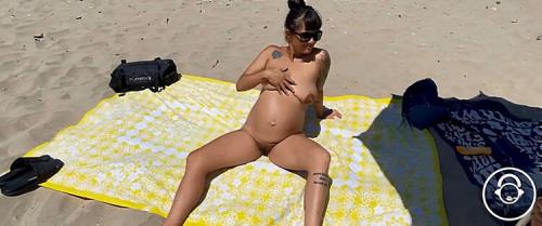 Marina Luca aka FrenchSlut - Pregnant Bukkake On The Beach (HD)