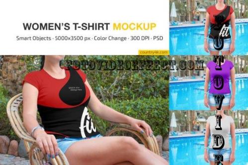 Women's Slim-Fit T-Shirt Mockup Set - 10951544