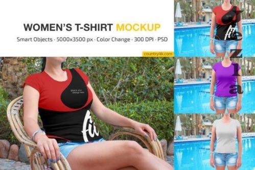 Women's Slim-Fit T-Shirt Mockup Set - 10951544