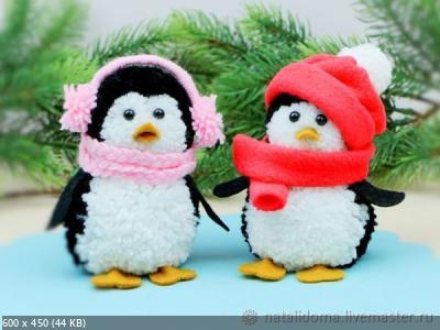 2 уютных зимних Пингвина из помпонов 28209fb4fb932812db991c07714fefab