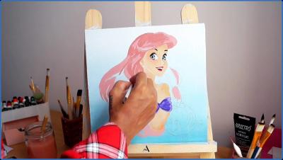 Skillshare   Paint Ariel   The Little Mermaid Easy Acrylic Painting